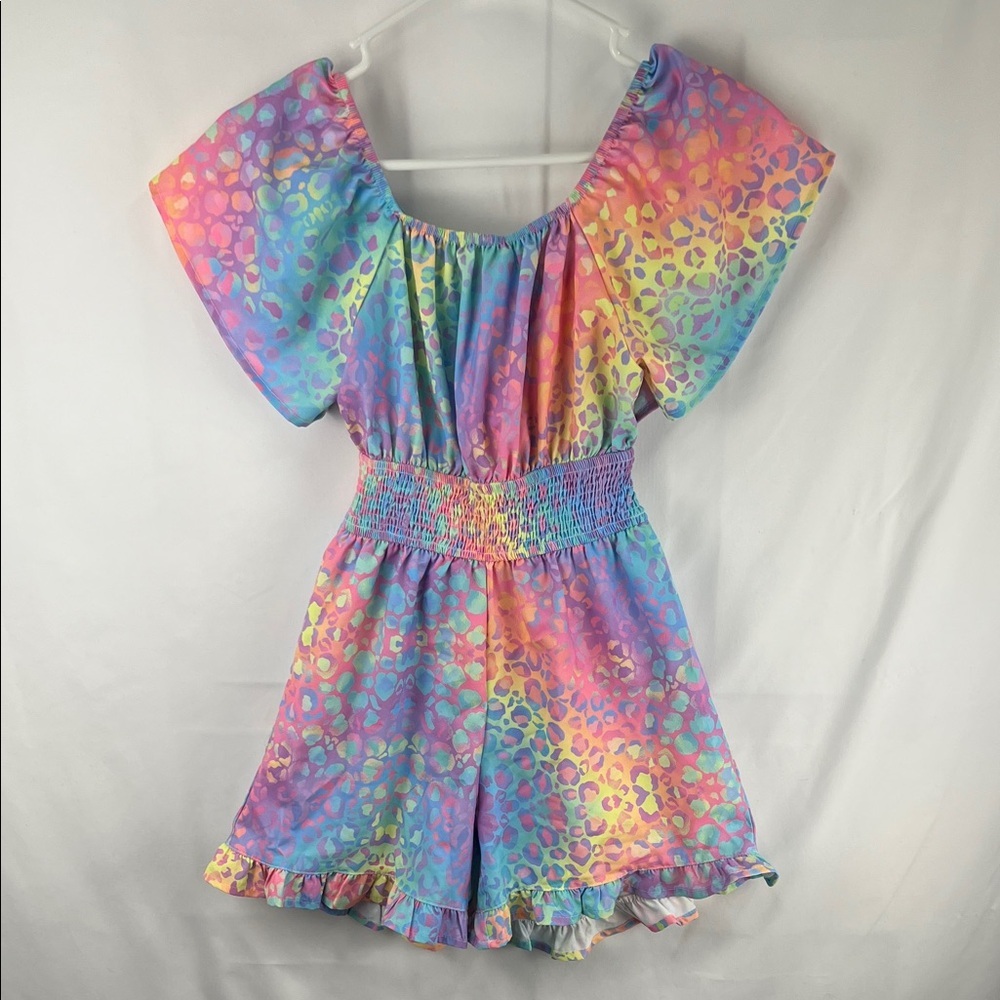 Girl’s Romper - Rainbow Leopard - Ties in Back - Arshiner - Size 140